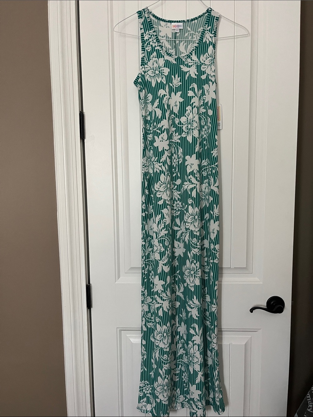 NWT LuLaRoe Green and White Floral Dani Dress, XS